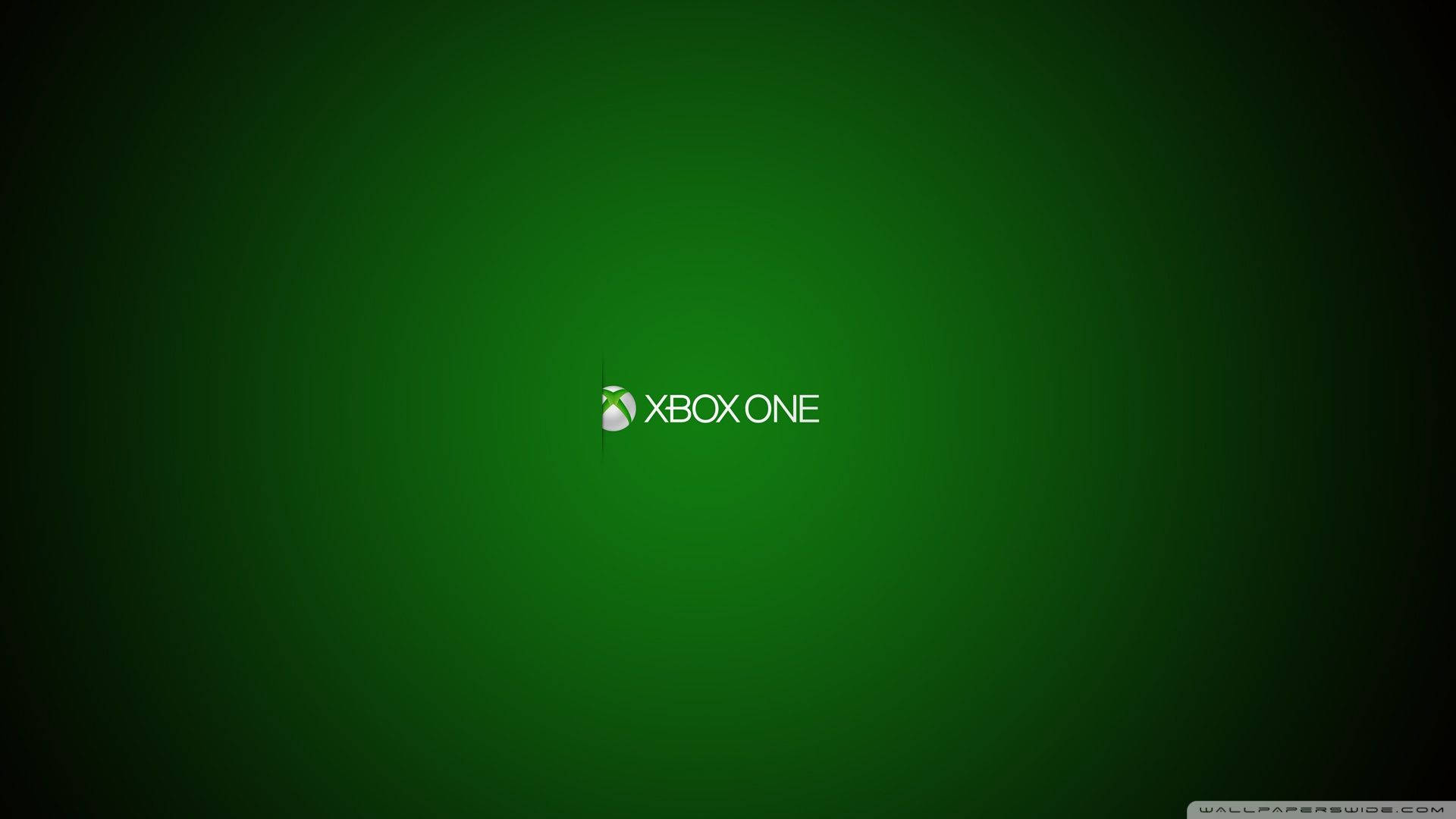 Xbox One標誌置於綠色漸變背景中央。