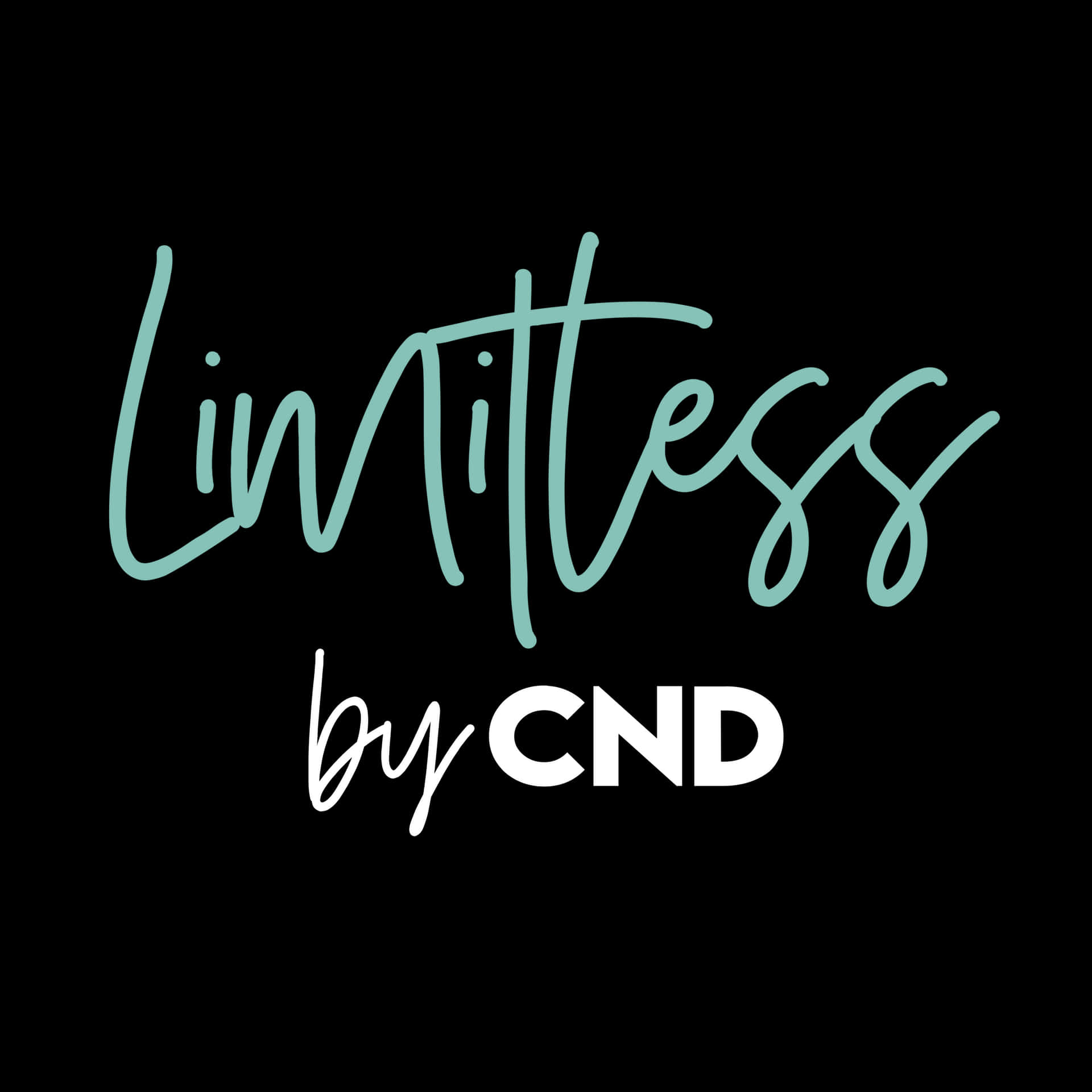 黑色背景上藍綠色草書文字 Limitless by CND