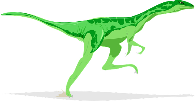 綠色獸腳類恐龍插畫