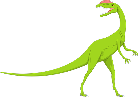 綠色獸腳類恐龍插畫