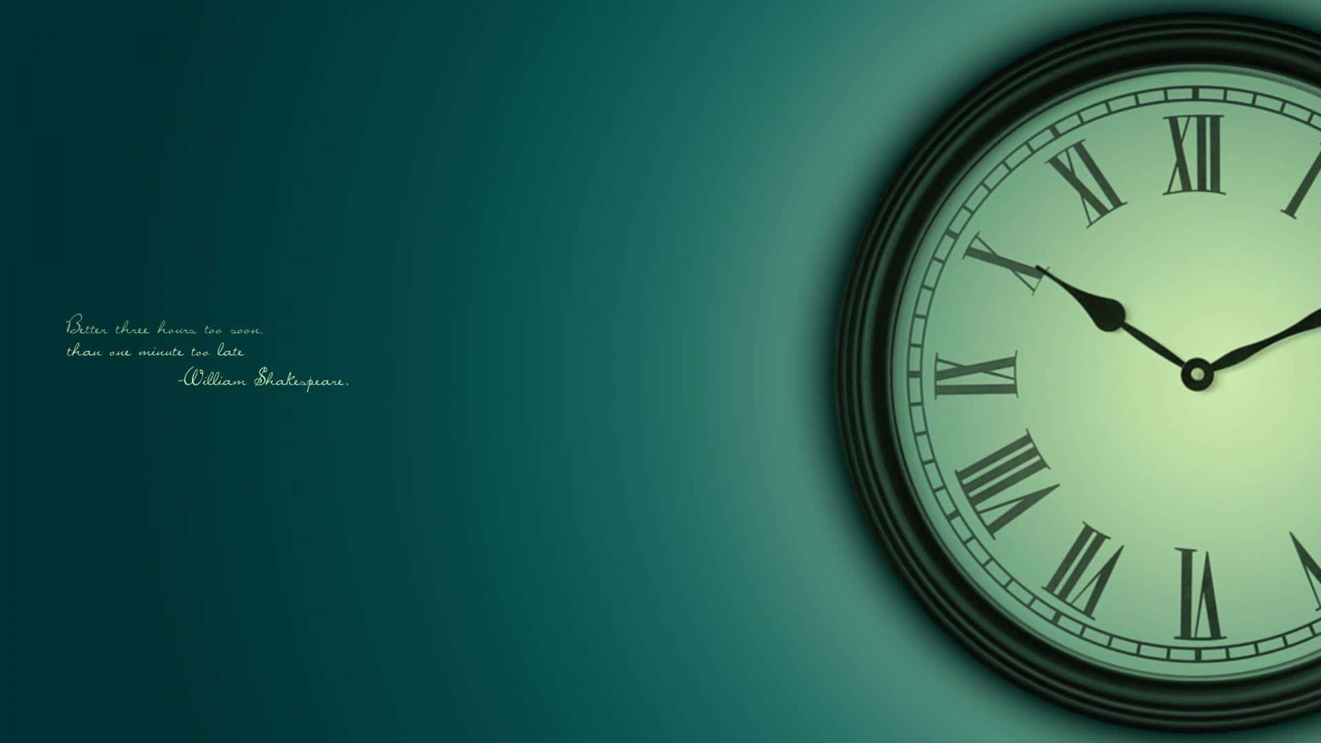 綠色背景上的羅馬數字時鐘 壁紙
