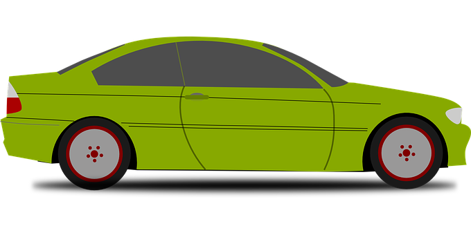 綠色轎車側面視圖