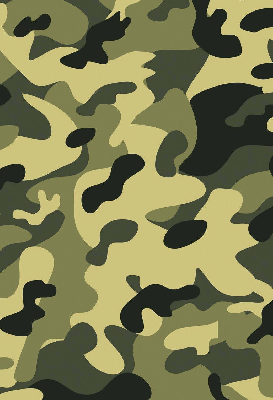 帶有綠色、米色和黑色斑點的軍事迷彩圖案。