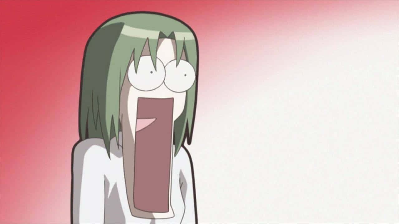 綠髮女孩張開嘴巴 壁紙