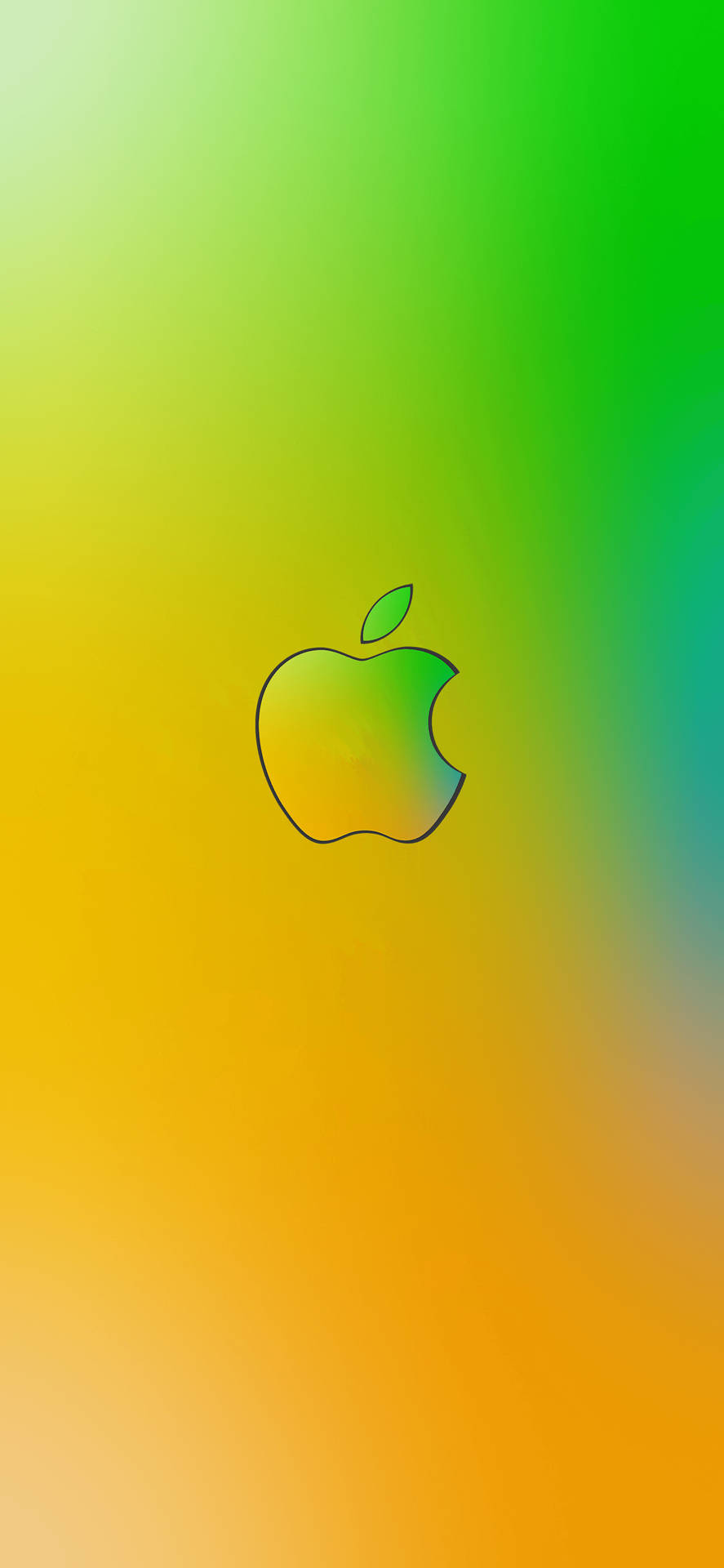 Apple標誌置中於黃色到綠色漸變背景