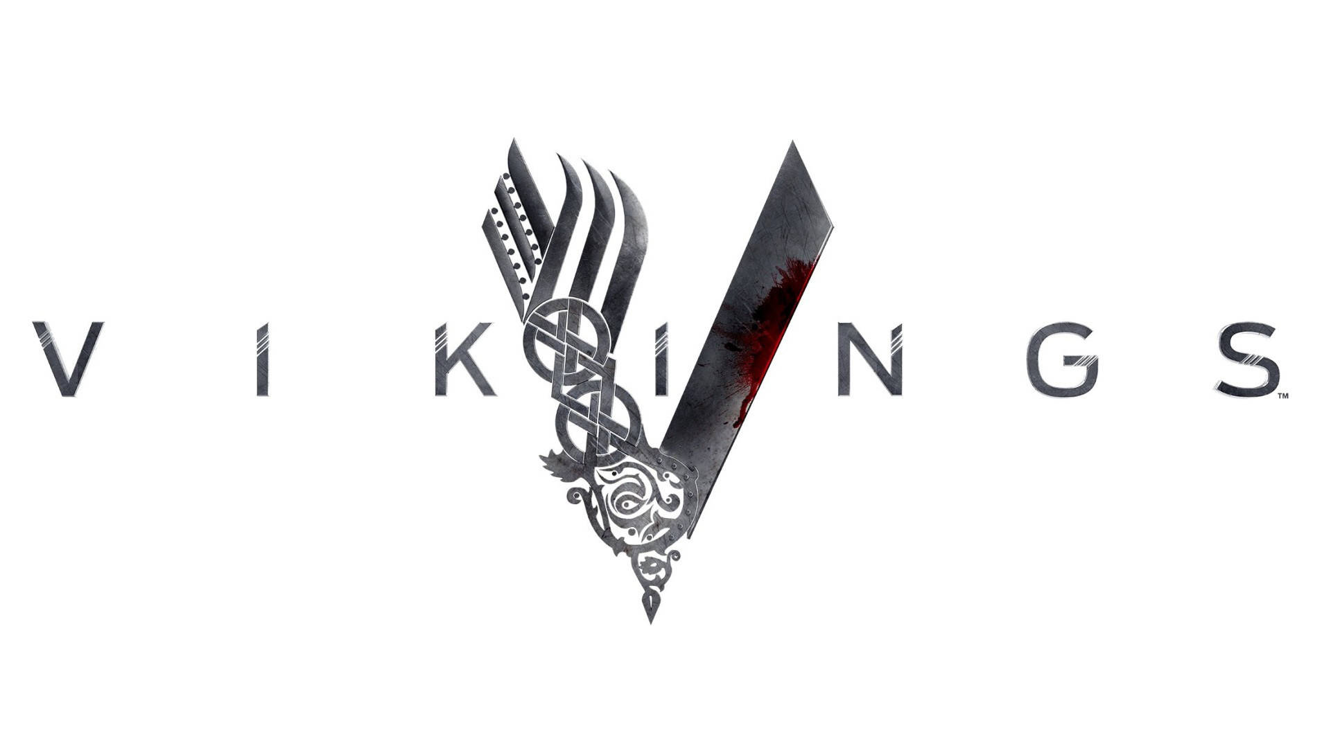 Vikings標誌，帶有風格化斧頭和結飾圖案設計