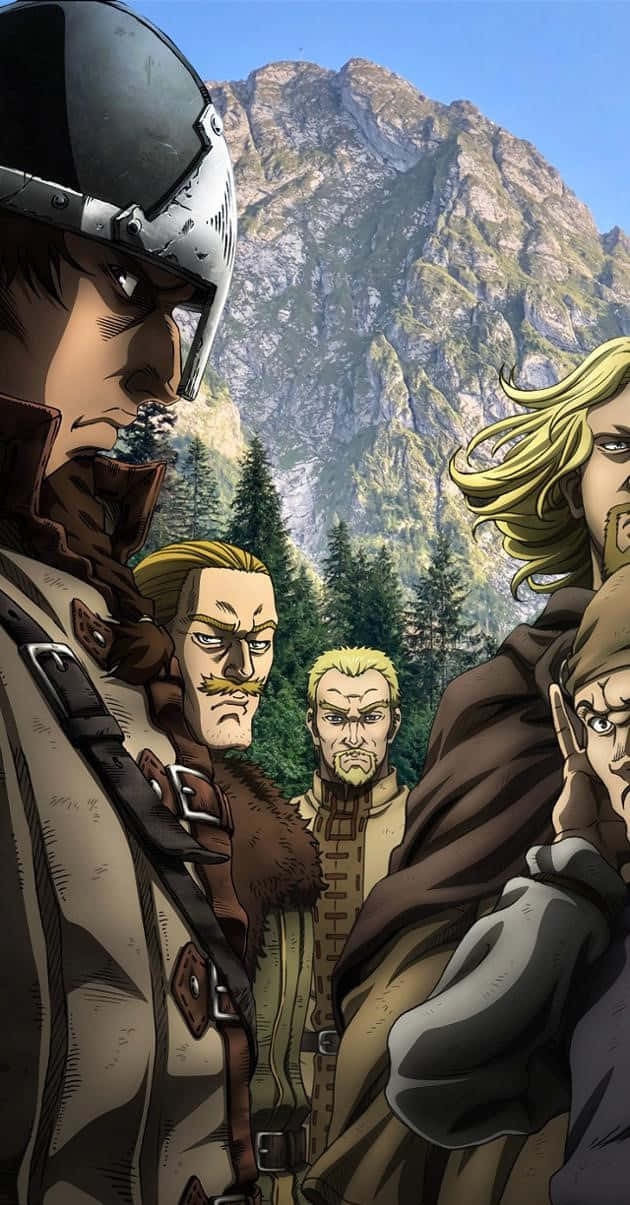 四位身著軍裝的動漫戰士站在山脈前。