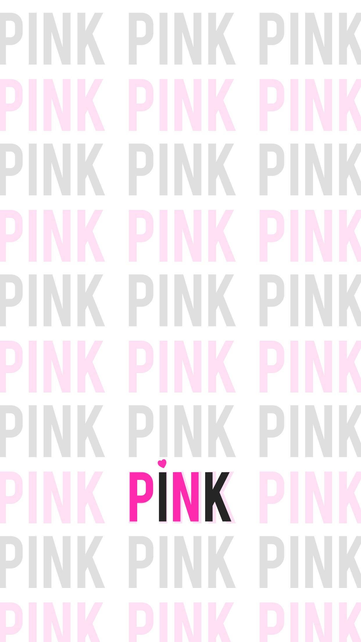 維多利亞的秘密 黑粉標誌 壁紙 — 以不同深淺的「pink」字樣重複排列，營造出大膽的圖案牆紙。