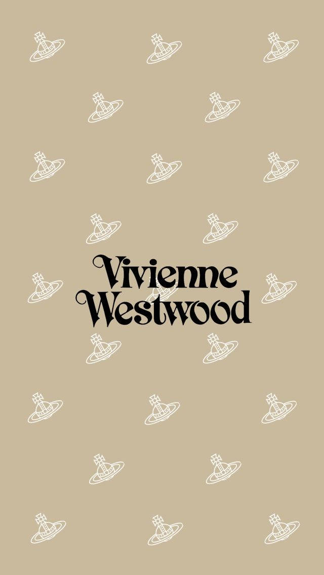 米色背景，白色Vivienne Westwood標誌和黑色品牌文字。