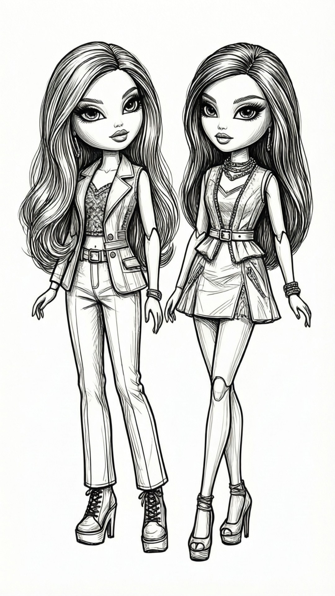線條藝術 Bratz 壁紙