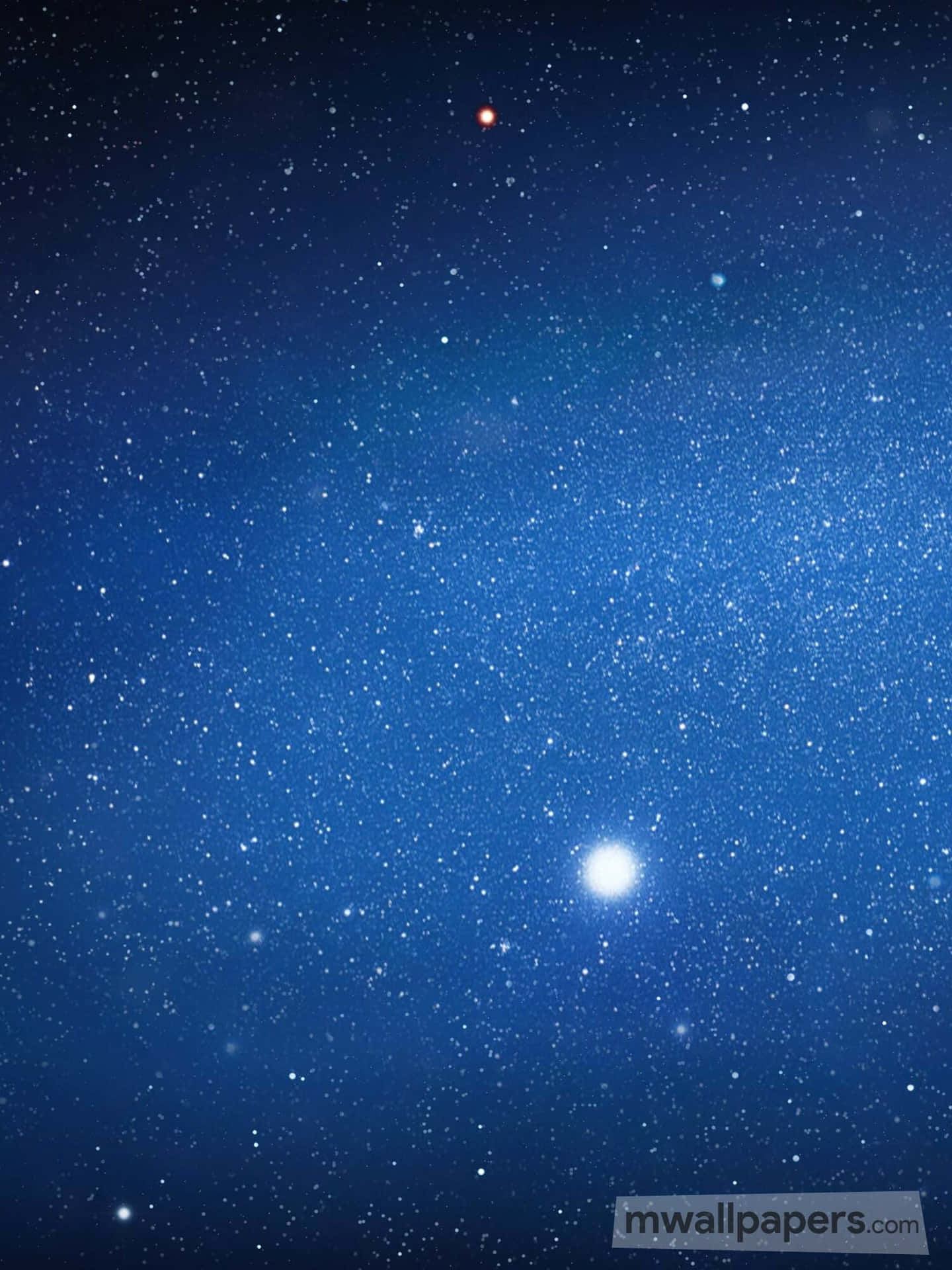繁星點點的夜空，可見一顆明亮的白色星星和一顆紅色星星。