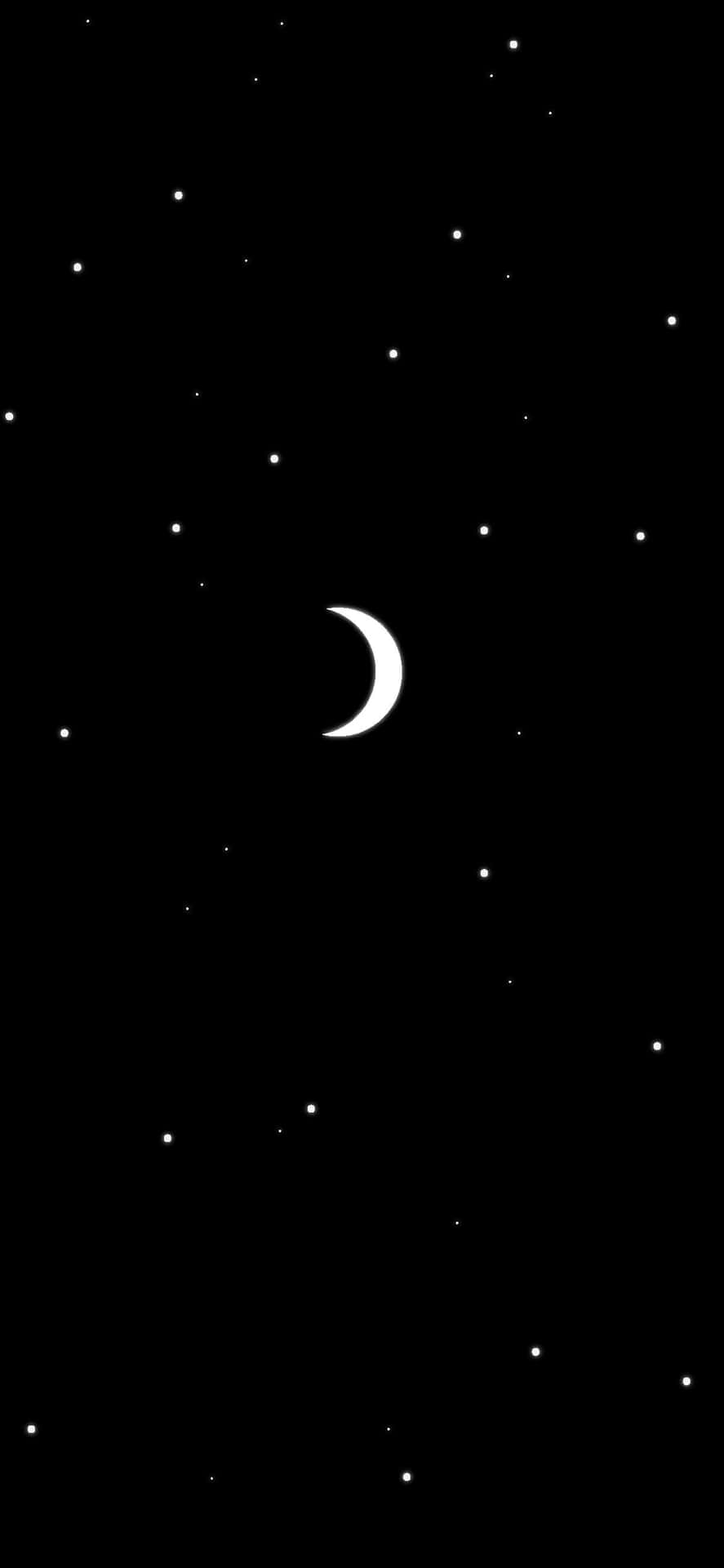 黑暗夜空中的新月和星星。