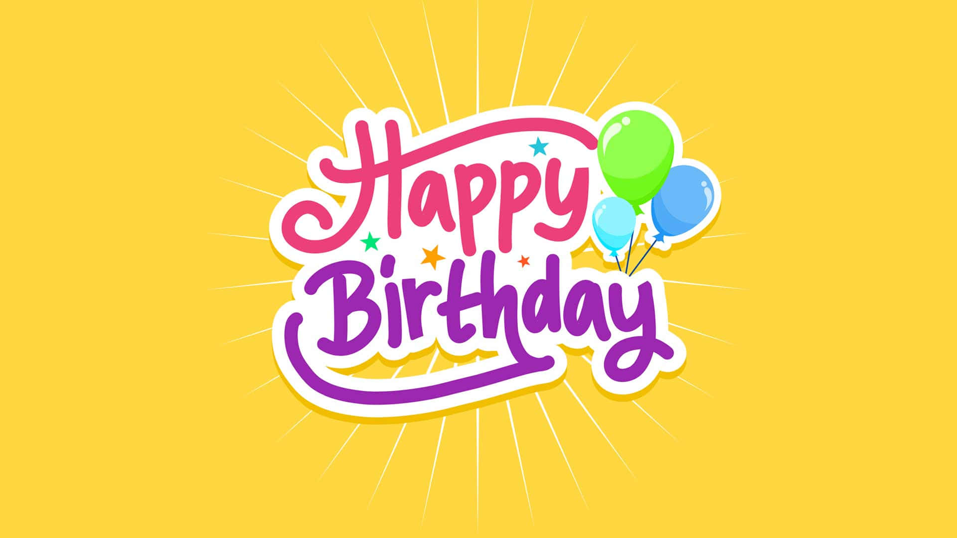 黃色背景上的Happy Birthday文字和氣球