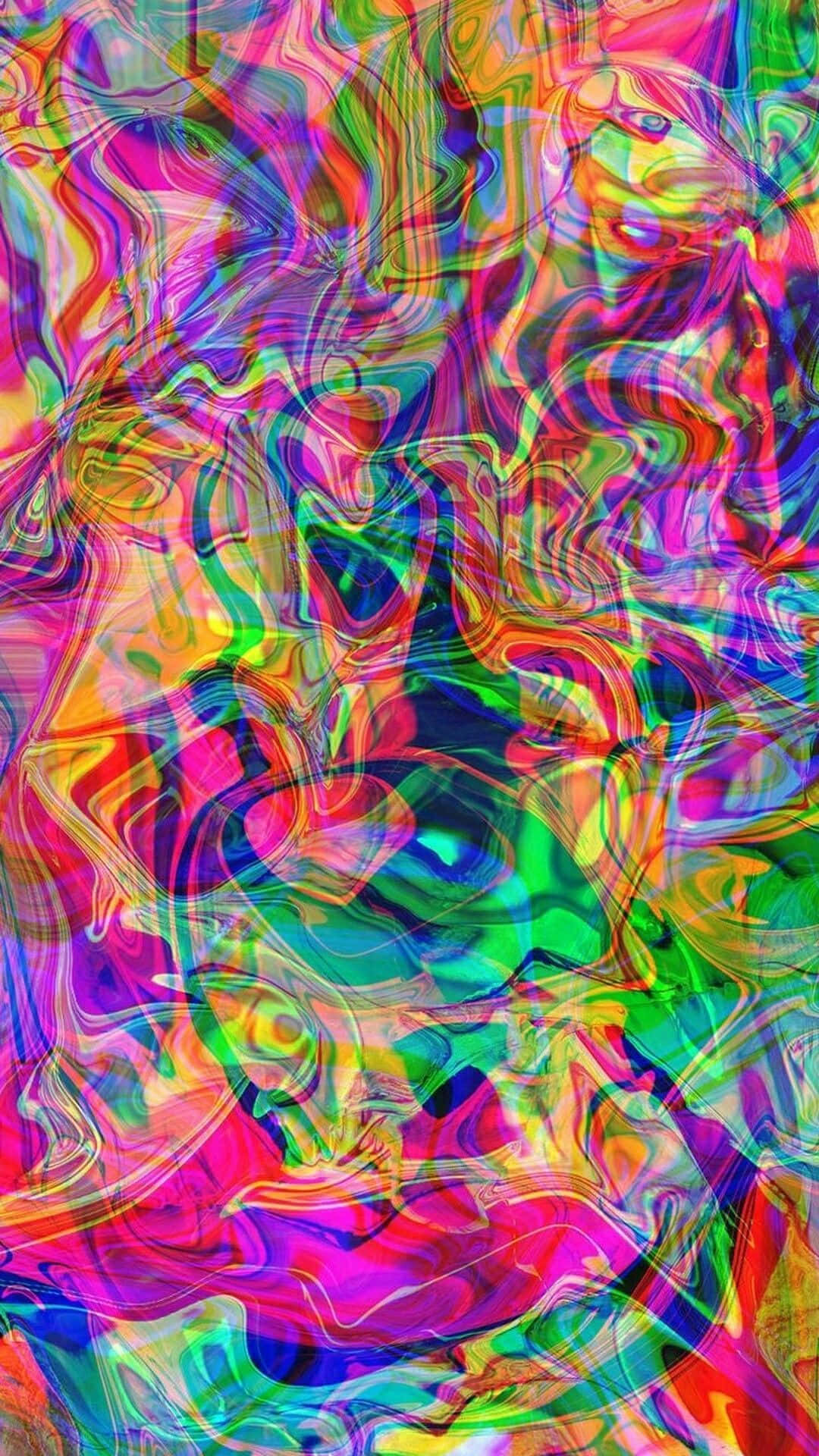 動態抽象數位藝術作品，帶有旋轉的霓虹色彩。
