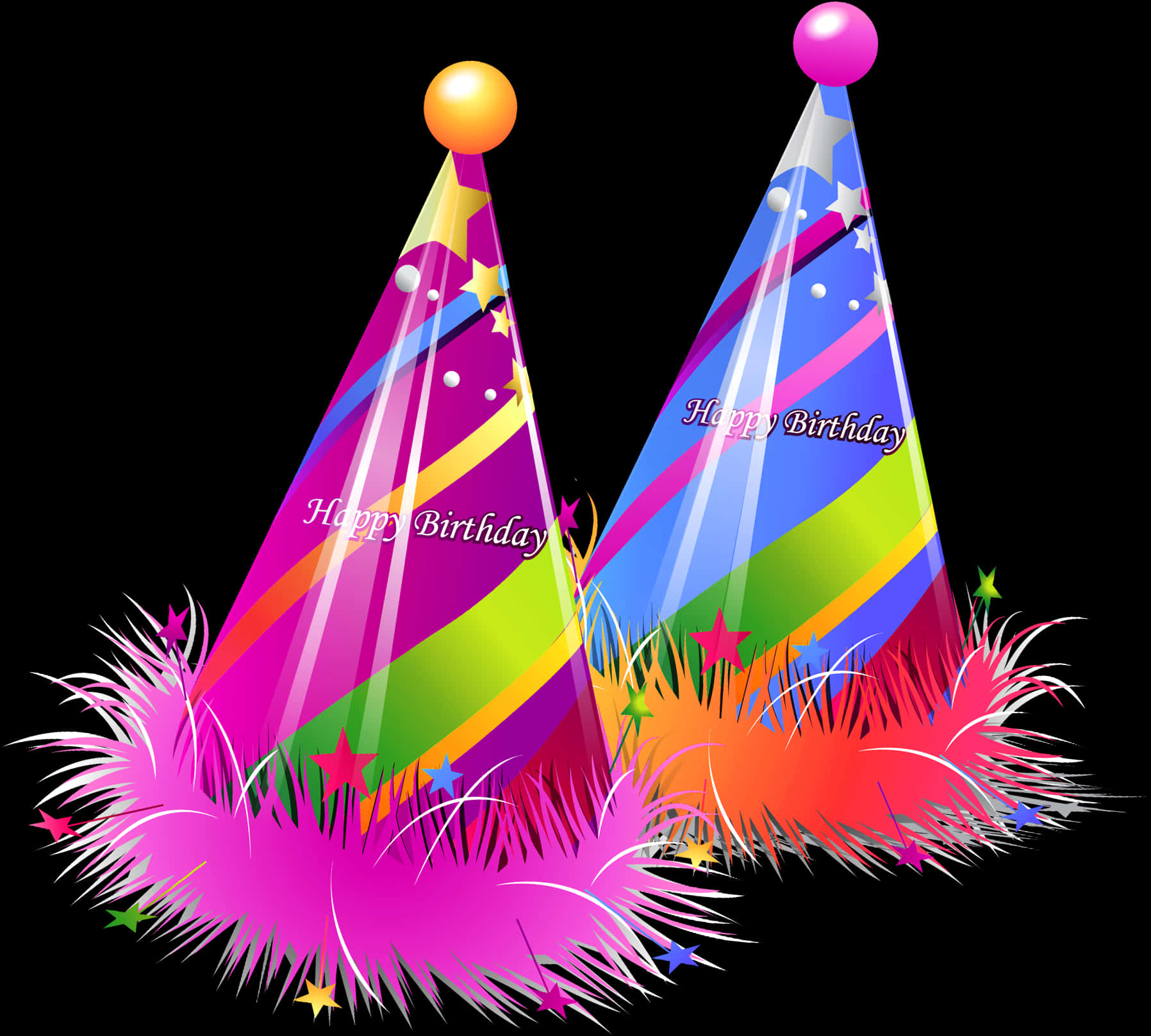 繽紛生日帽慶祝 壁紙