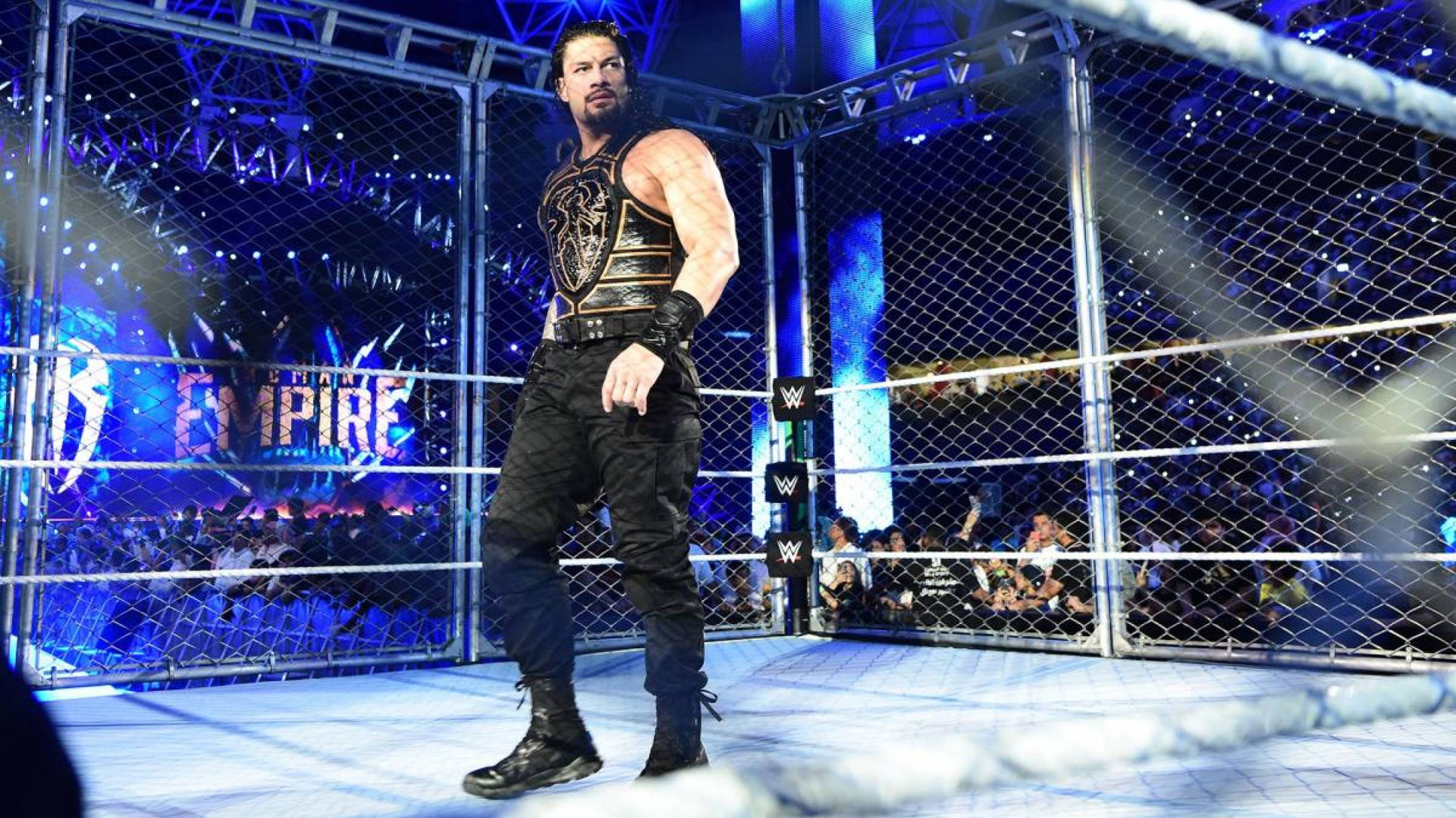 Roman Reigns 在 WWE 鋼鐵籠賽事中，粉絲歡呼
