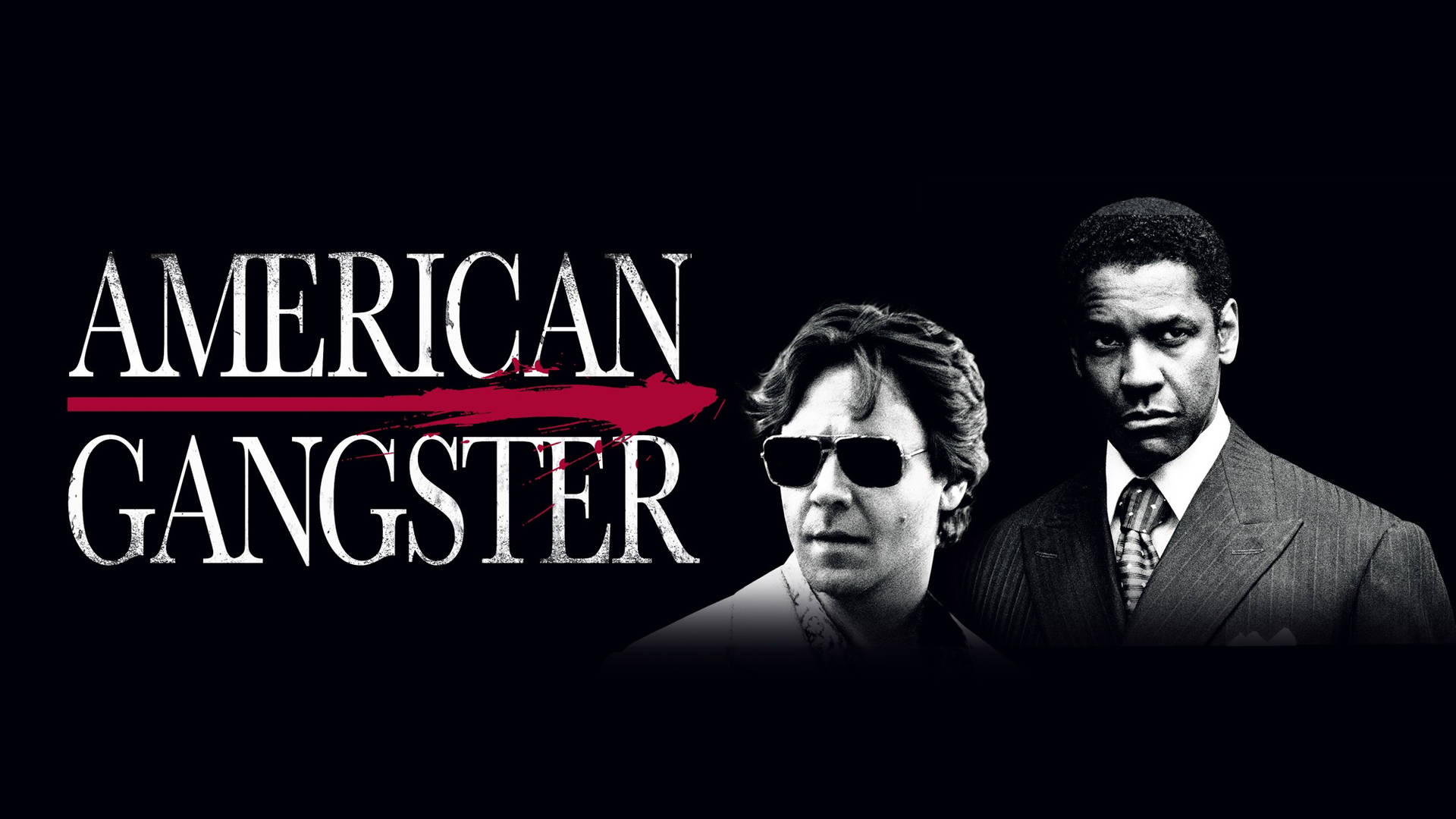 兩名身穿西裝、表情嚴肅的男子在《American Gangster》的電影海報中。