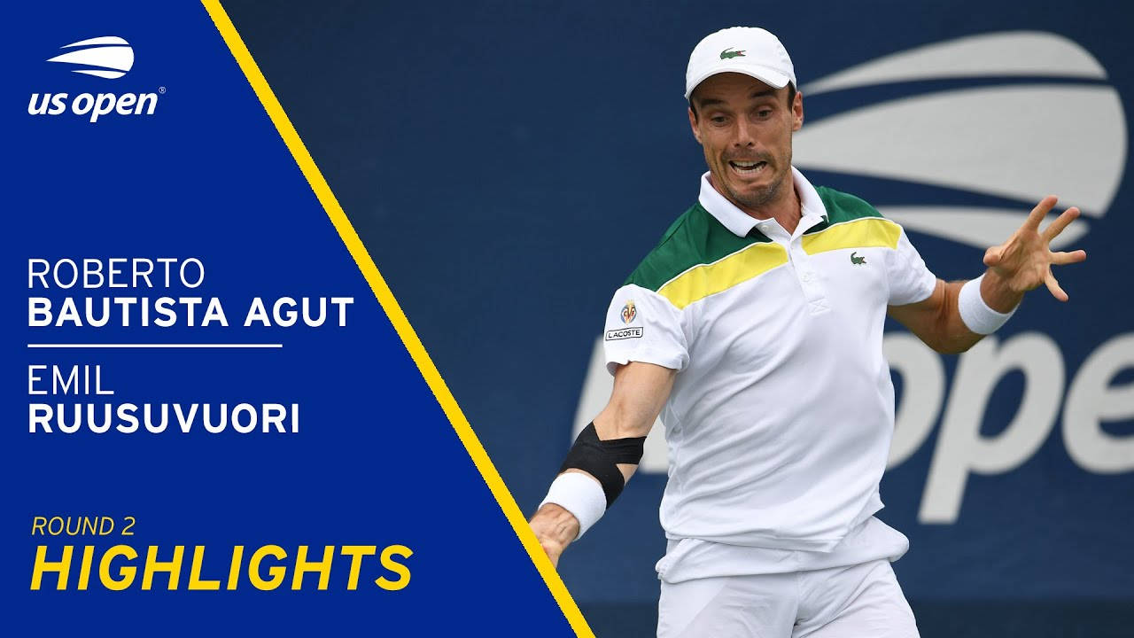 網球選手 Roberto Bautista Agut 在美國公開賽中慶祝。