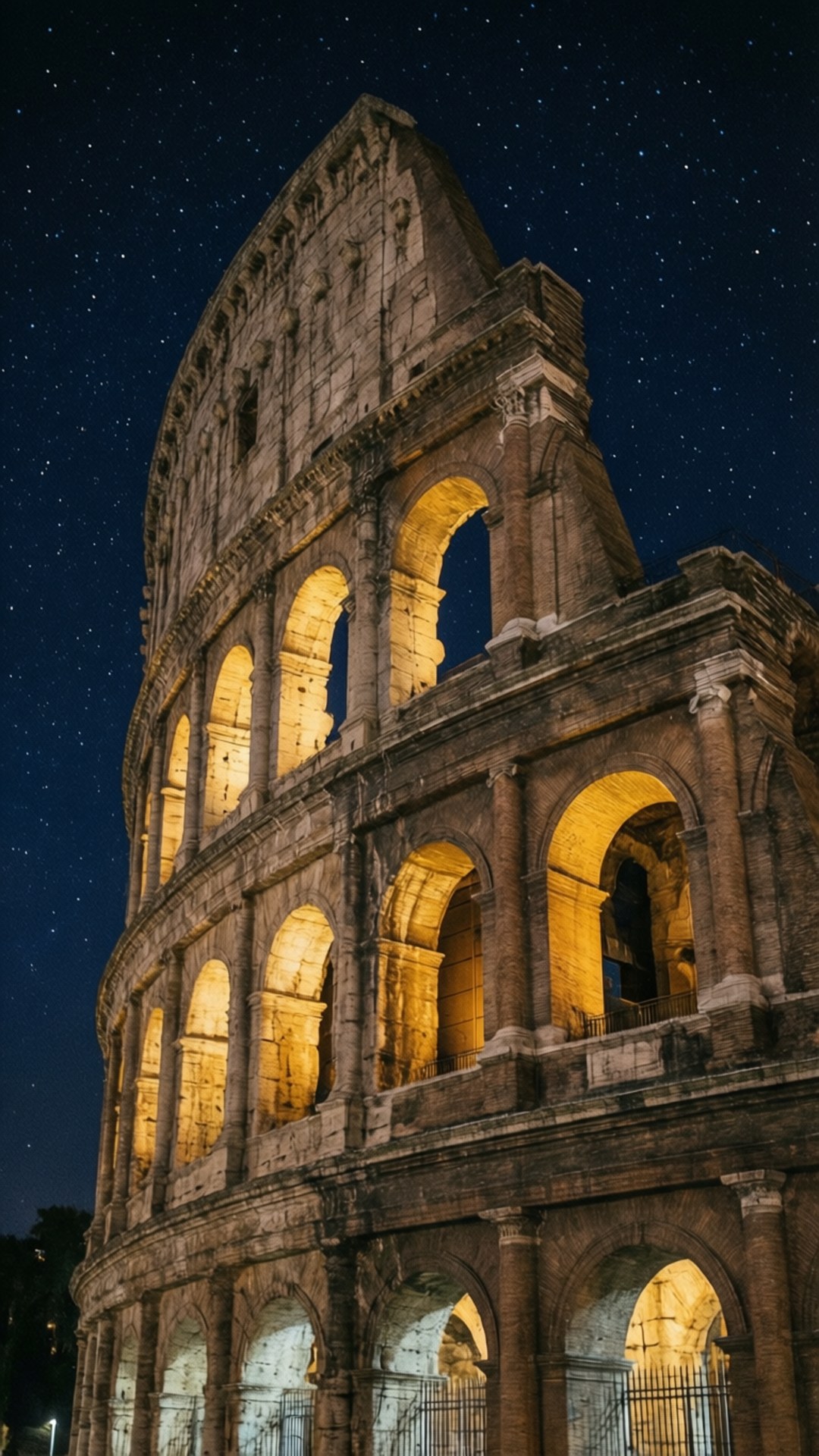 羅馬競技場在星空下夜間照明