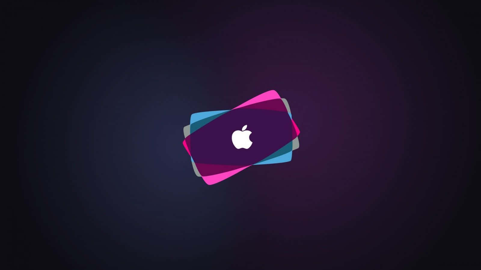 深色漸變背景上彩色重疊卡片中的Apple標誌