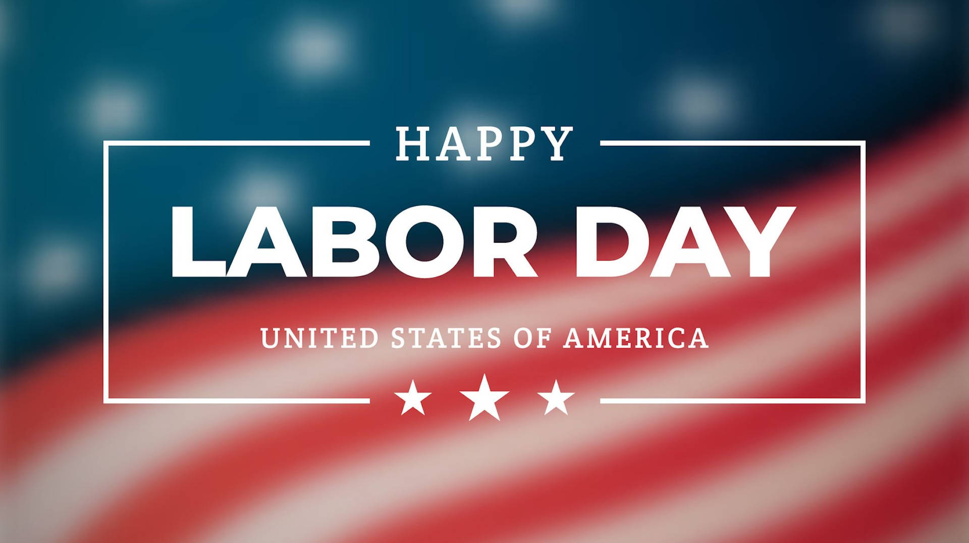 帶有美國國旗背景的 Happy Labor Day 文字圖形。