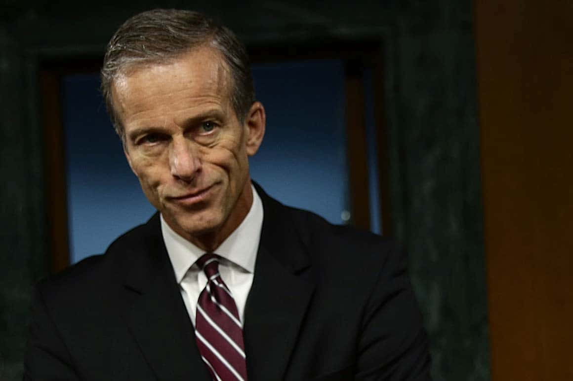 美國參議員約翰·桑恩帶 smirk 表情 壁紙 — 一位身穿深色西裝和條紋領帶的男士的特寫肖像，在昏暗的室內背景下露出微妙的微笑。