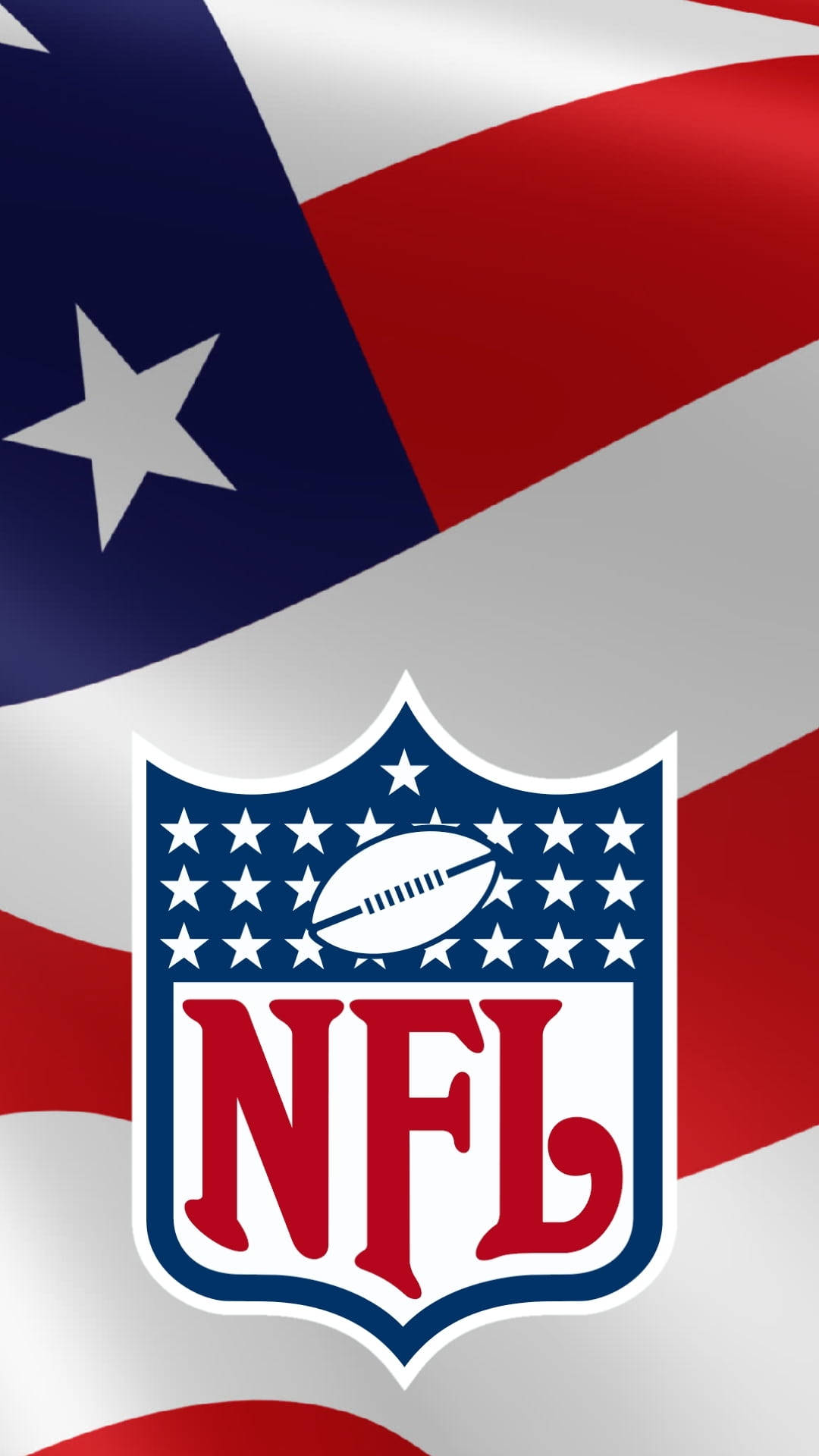 NFL 標誌在帶有星星和條紋的美國國旗上。
