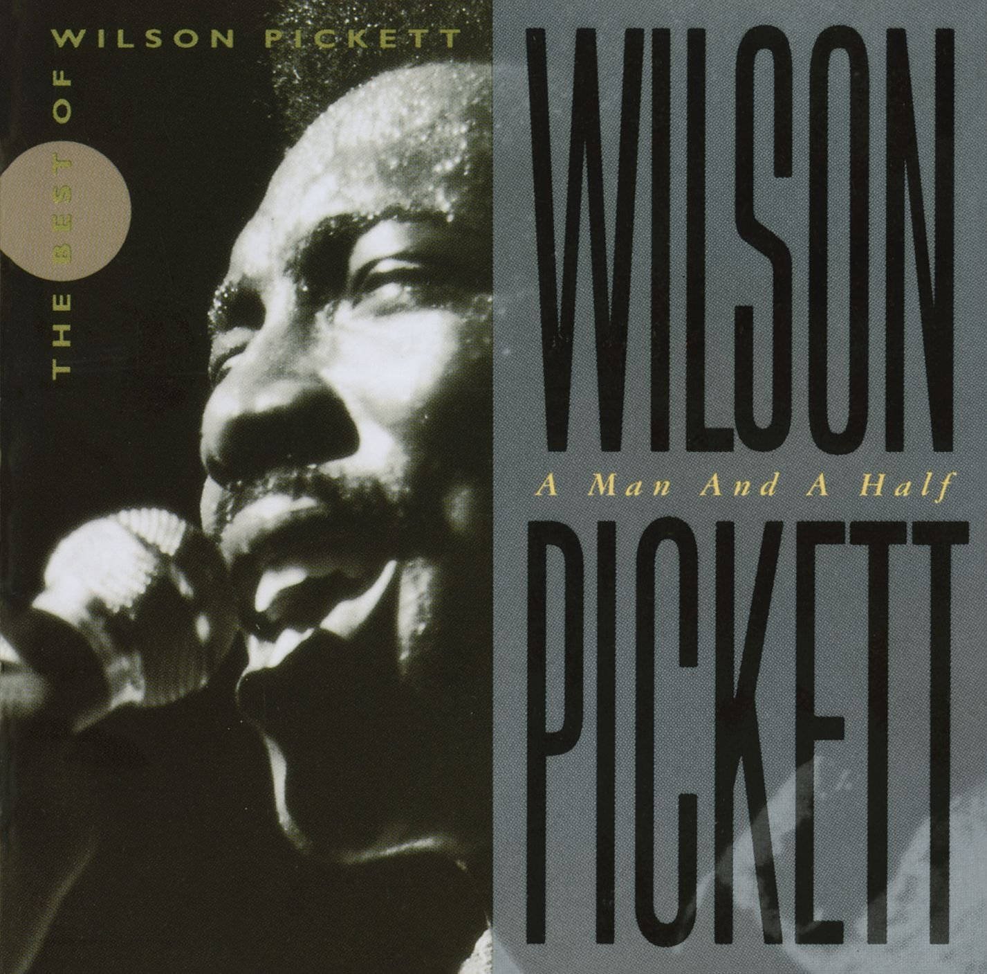 Wilson Pickett在復古專輯封面上對著麥克風唱歌。