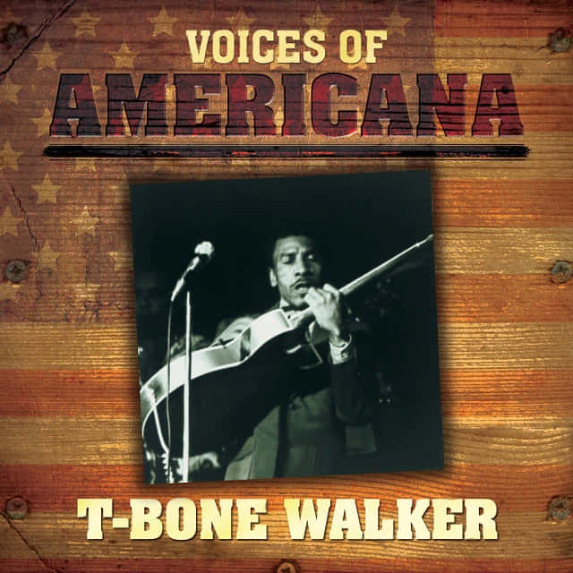 T-Bone Walker 在舞台上彈結他，背景為木星星。