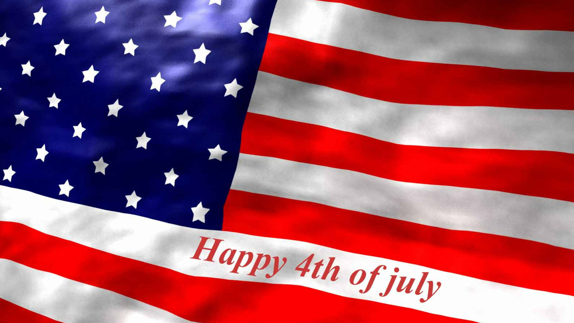 帶有 Happy 4th of July 文字的美國國旗，慶祝獨立日。