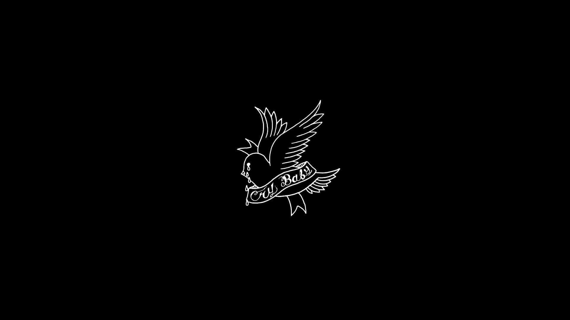 白色線條繪畫，一隻鴿子手持寫有 All Bass 文字的橫幅，背景為黑色。