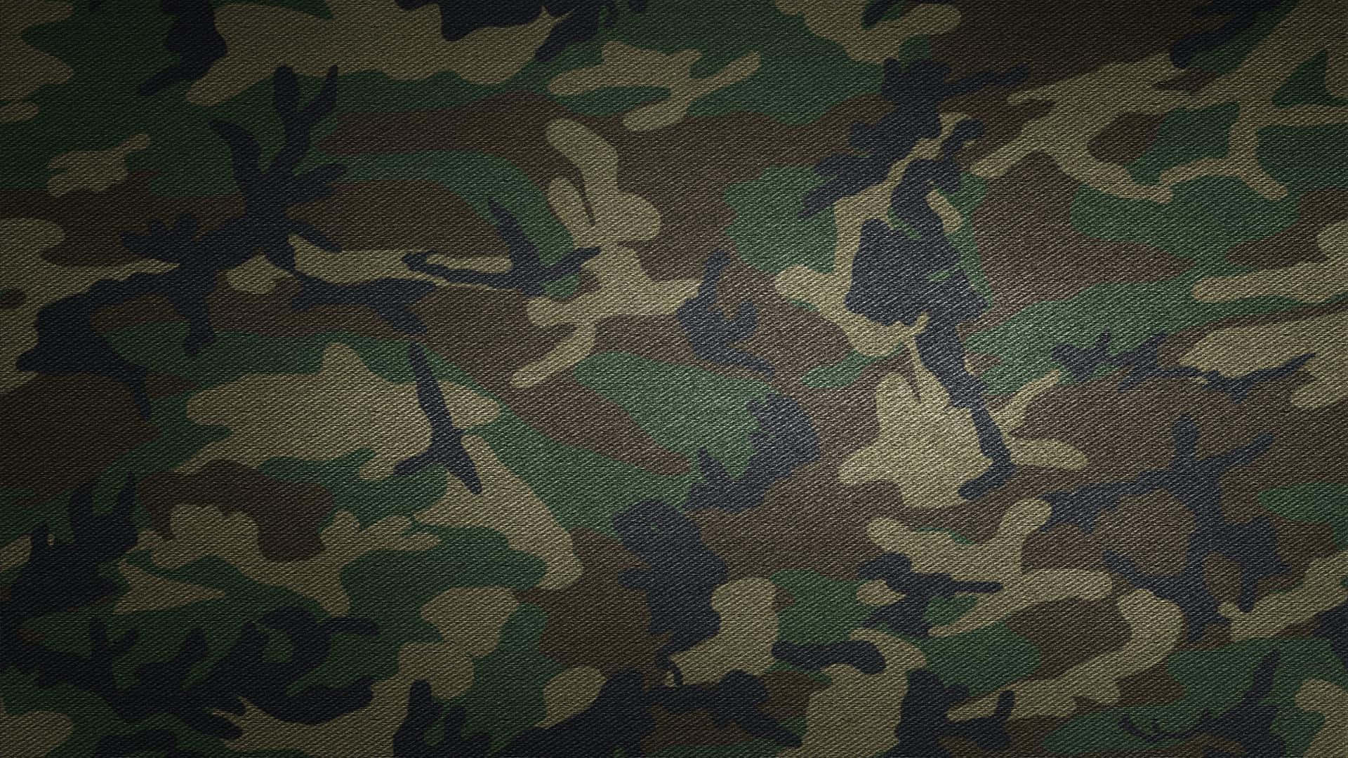 帶有綠色、棕色和黑色斑點的軍用迷彩布料圖案。