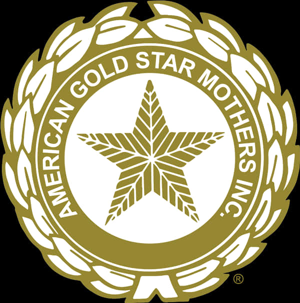 美國金星母親協會標誌 壁紙 — 金色月桂花環圍繞一顆星，上面寫著 American Gold Star Mothers Inc，背景為黑色。