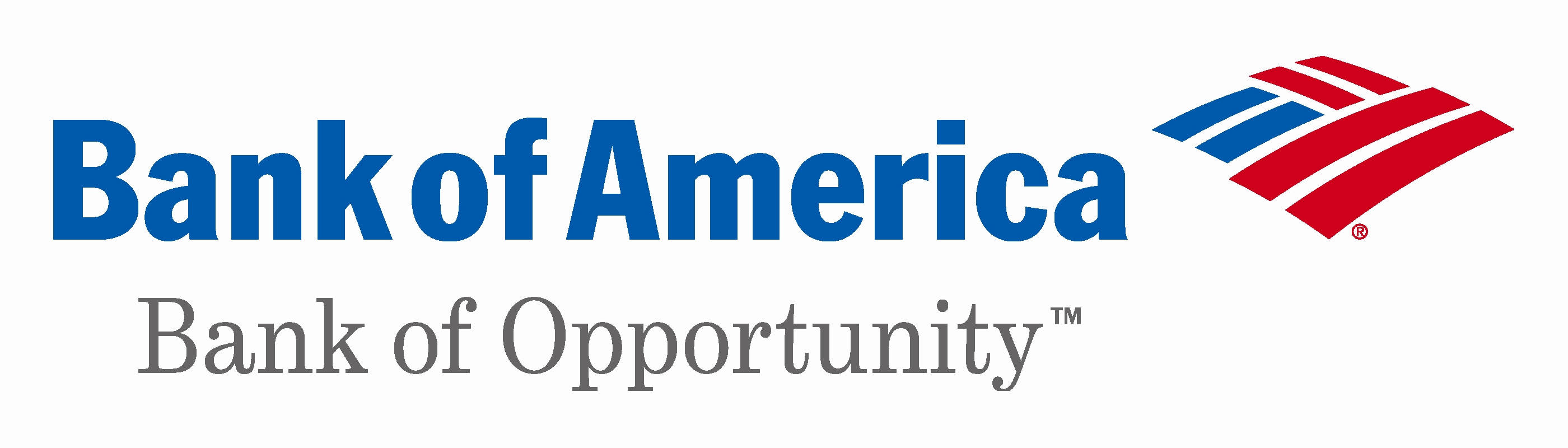美國銀行「機會銀行」標語 壁紙 — Bank of America 標誌，帶有「Bank of Opportunity」標語，採用簡潔的企業字體，白色背景。