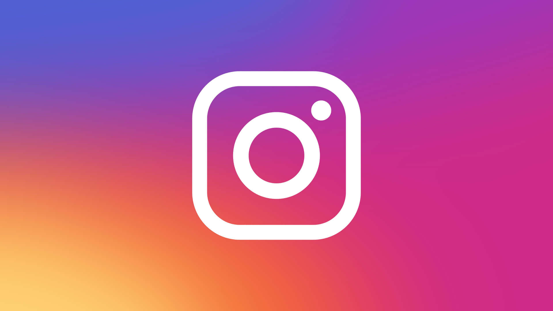 美學 Instagram 新標誌 壁紙 — 白色Instagram標誌居中於融合紫色、橙色和粉紅色的鮮豔漸變背景上。