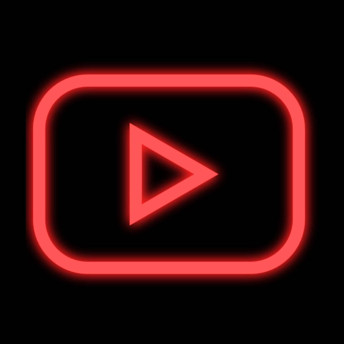 美學 YouTube 黑紅標誌 壁紙 — 一個發光的紅色 YouTube 播放按鈕圖示在純黑色背景上脈動，帶有柔和的光暈效果。
