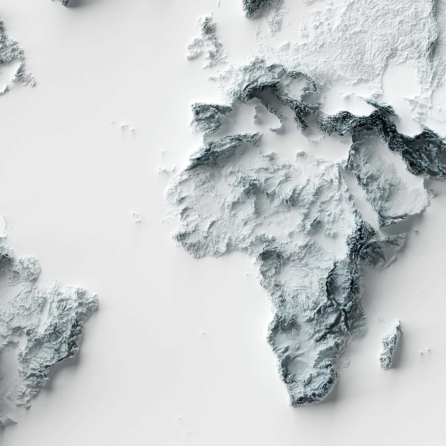 白色背景上的灰階非洲3D紋理地圖