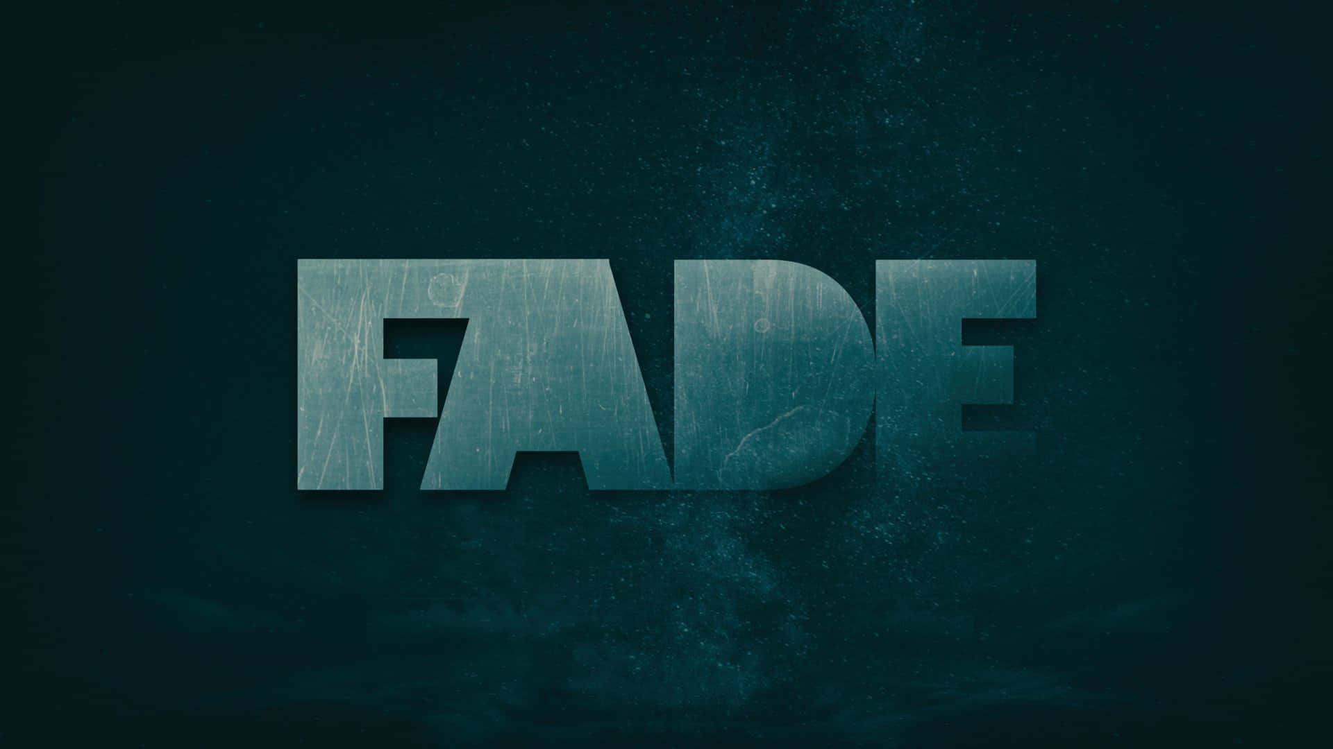 「FADE」呢個字以磨損嘅青綠色字母喺充滿粒子嘅深色背景上。