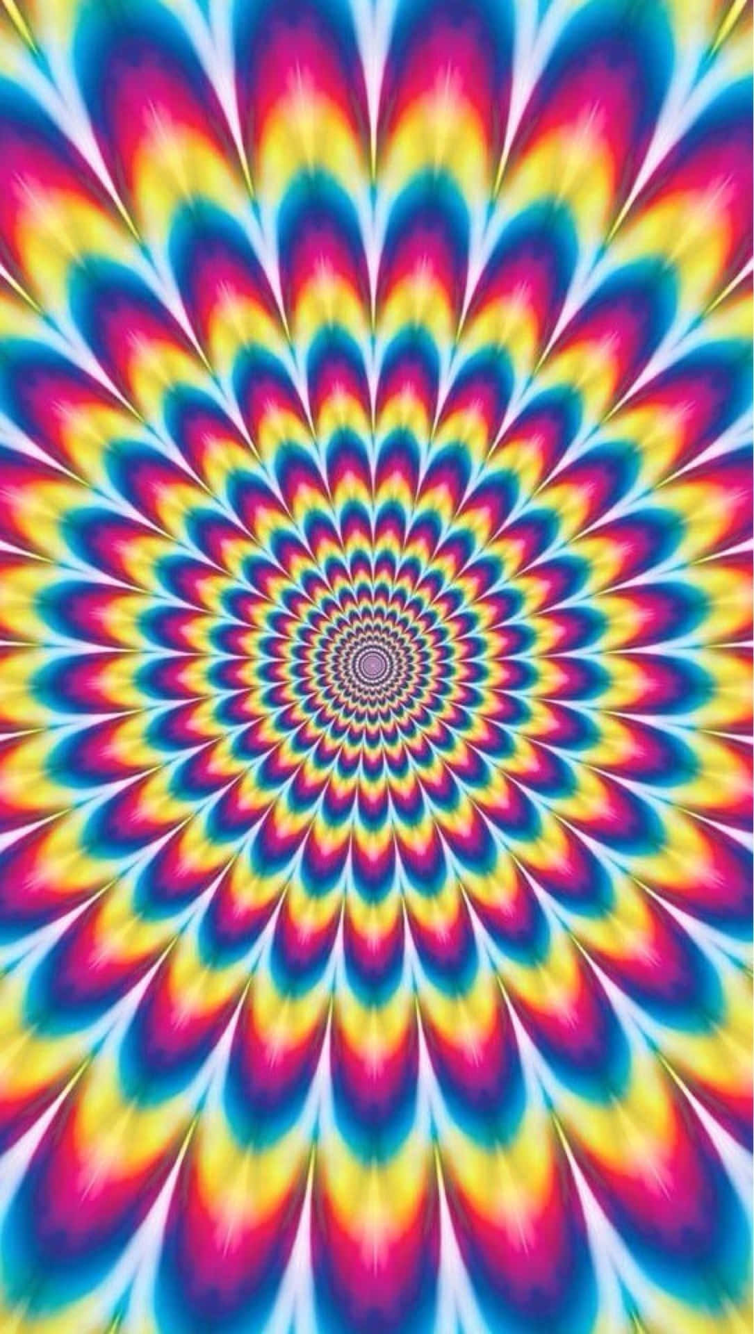 充滿活力的彩虹螺旋圖案，營造出催眠般的視錯覺。