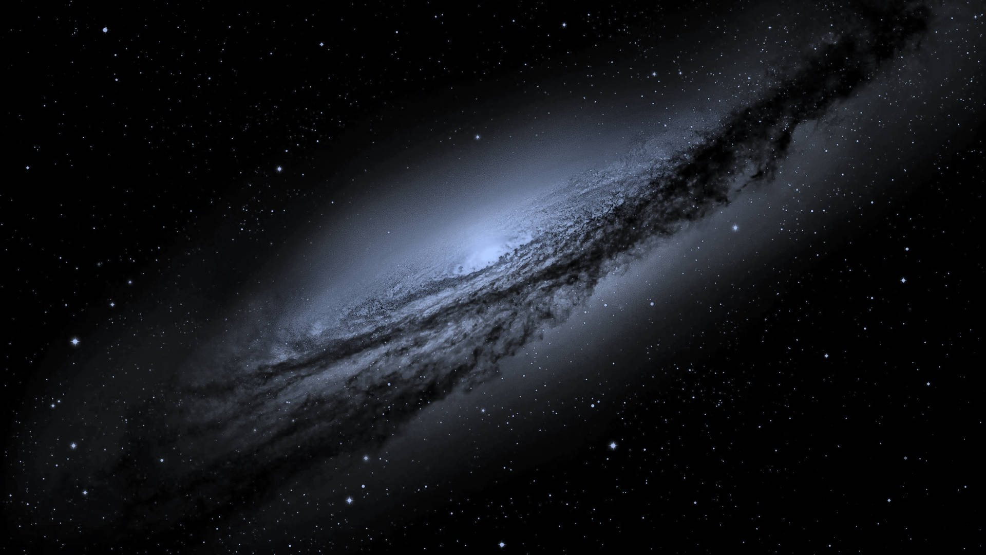 一個在深空中帶有發光旋臂和散落星星的螺旋星系。
