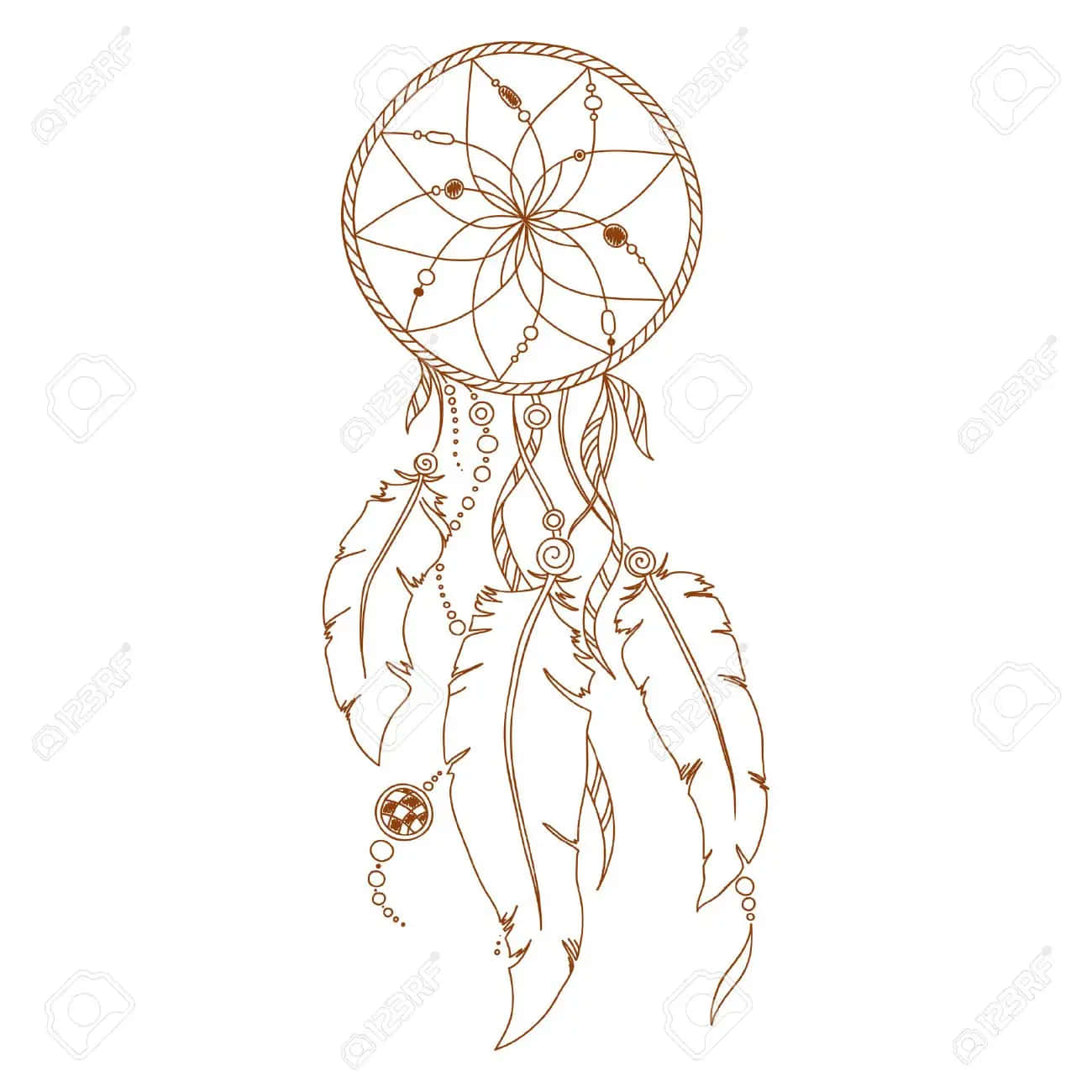 羽毛捕夢網配白色背景 壁紙