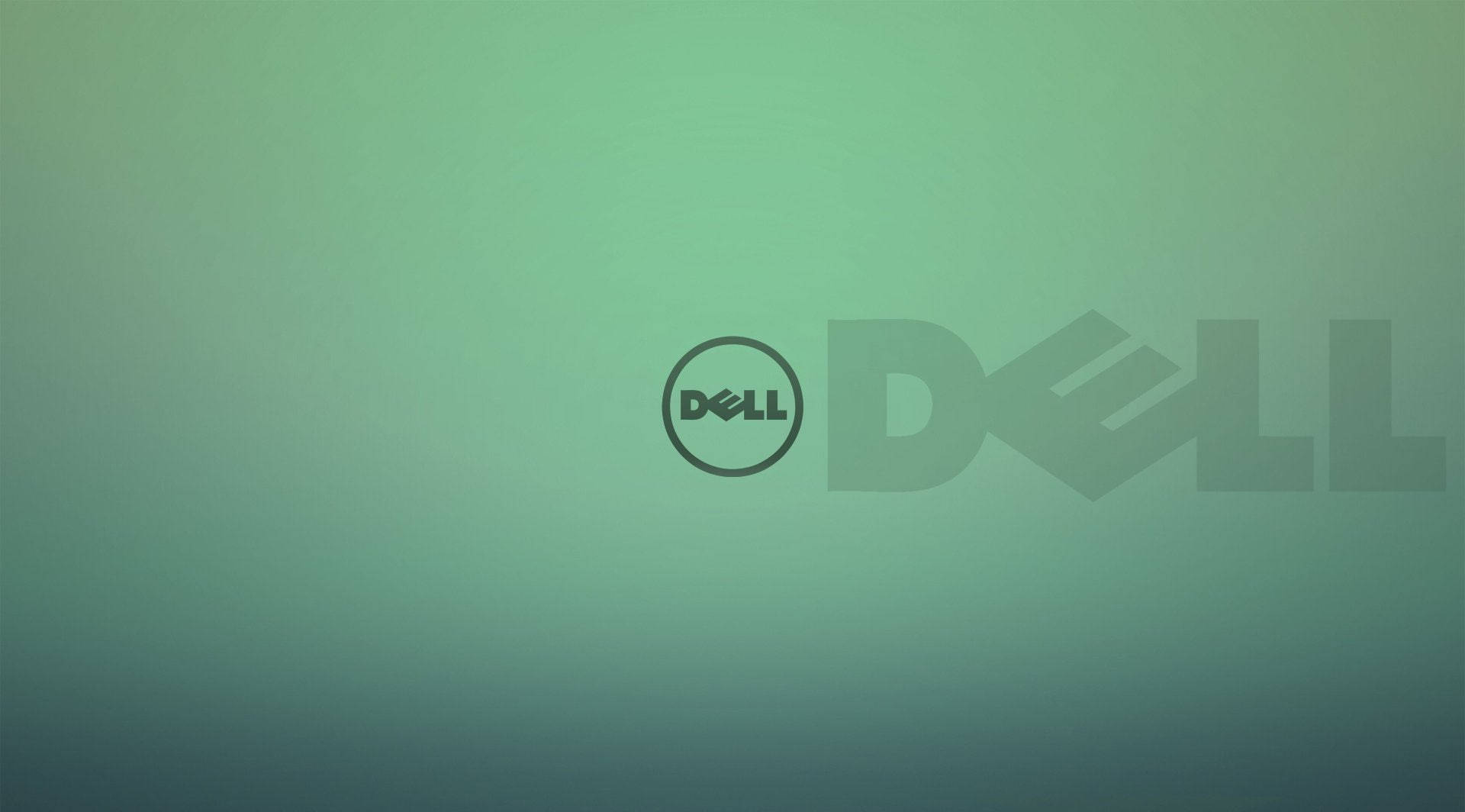 綠色漸變背景上的 Dell 標誌