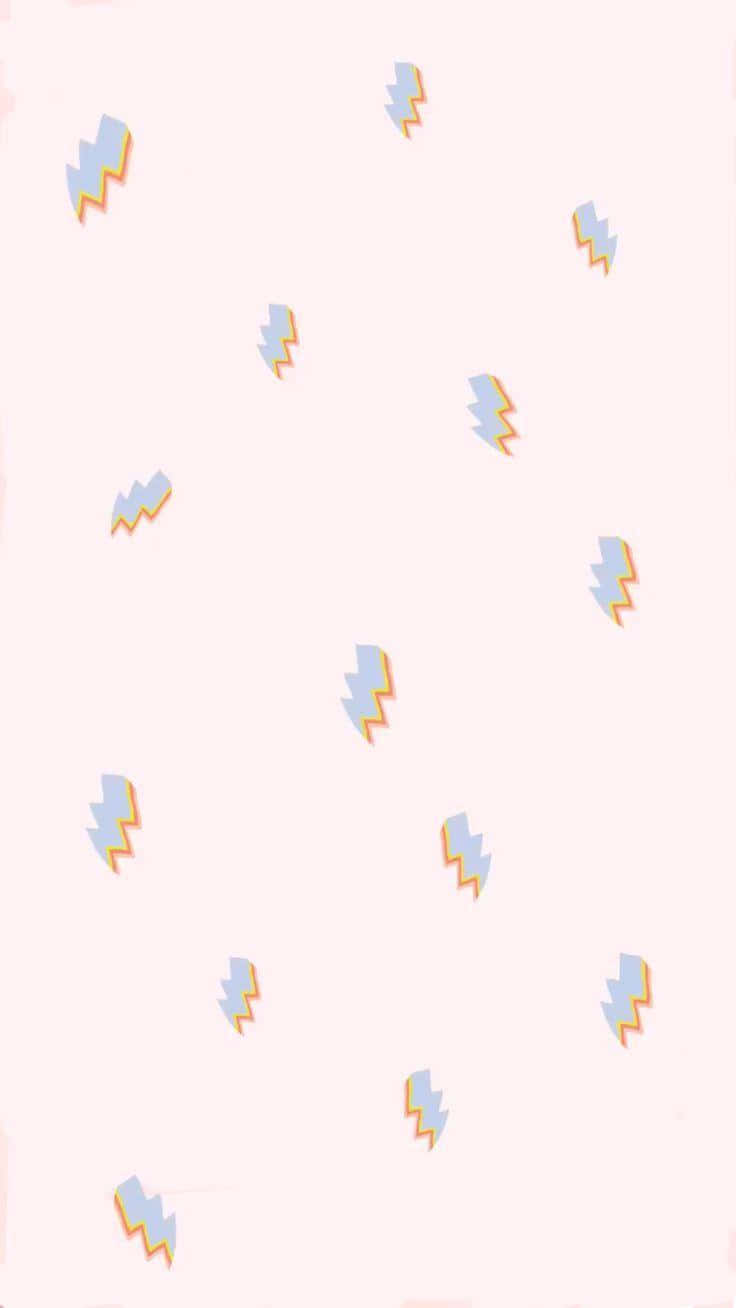 柔和粉紅色背景上的閃電圖案