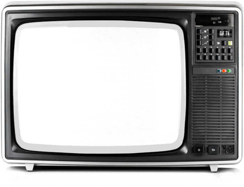 老式電視機靜態畫面 壁紙 — 復古CRT電視，空白白色屏幕，帶有'CIF.TV'標籤的復古控制面板。