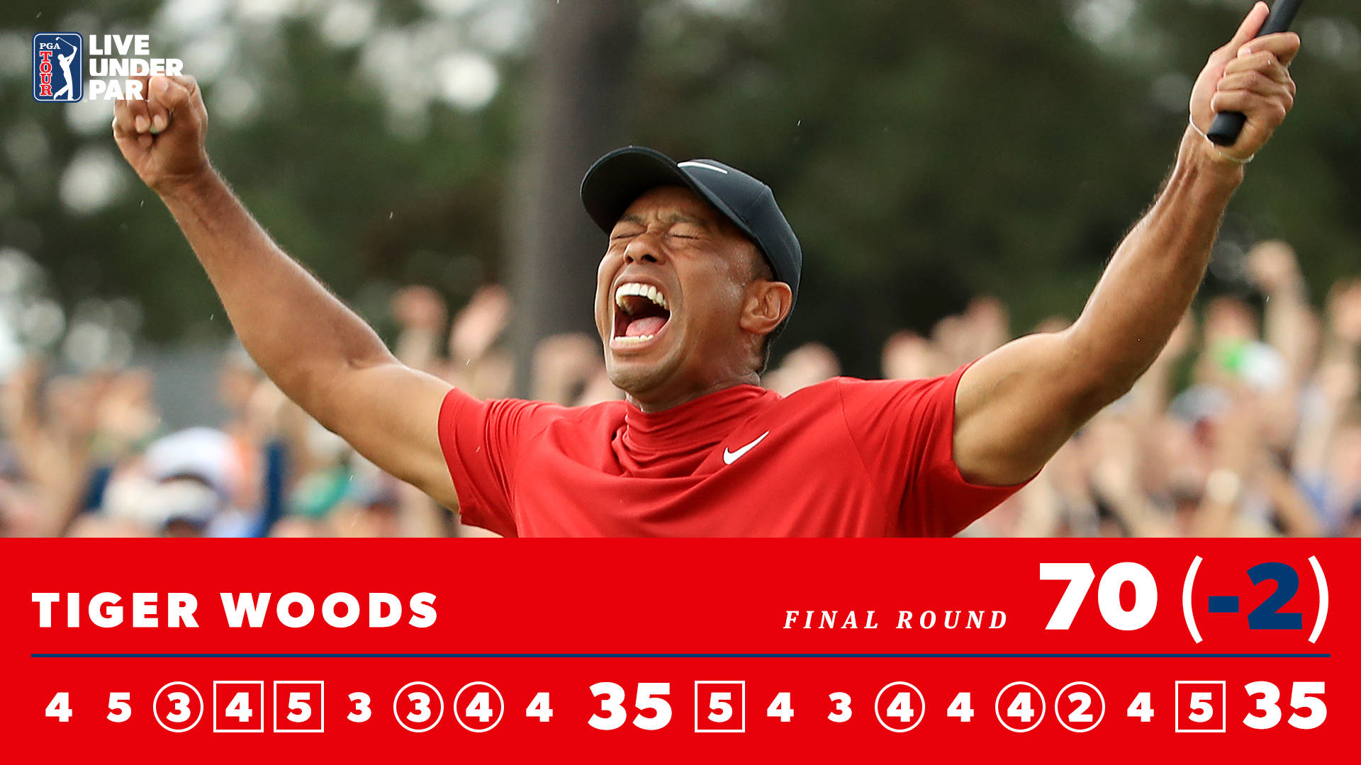 woods 桌布 壁紙 — 老虎活士在高爾夫球錦標賽最後一輪高舉雙臂慶祝勝利。