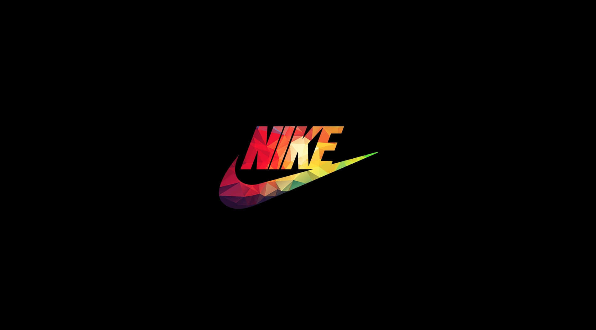 黑色背景上帶有彩虹漸變的Nike標誌
