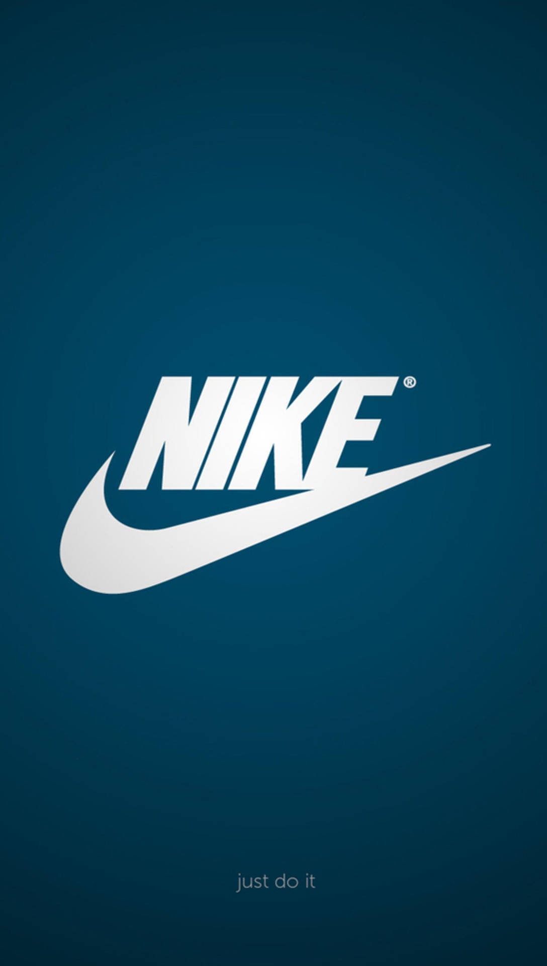 Nike標誌配上「just do it」口號，背景為藍色漸變。