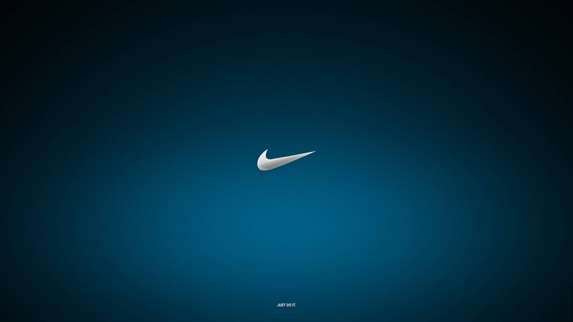 白色Nike Swoosh標誌在藍色漸變背景上，帶有'just do it'文字。