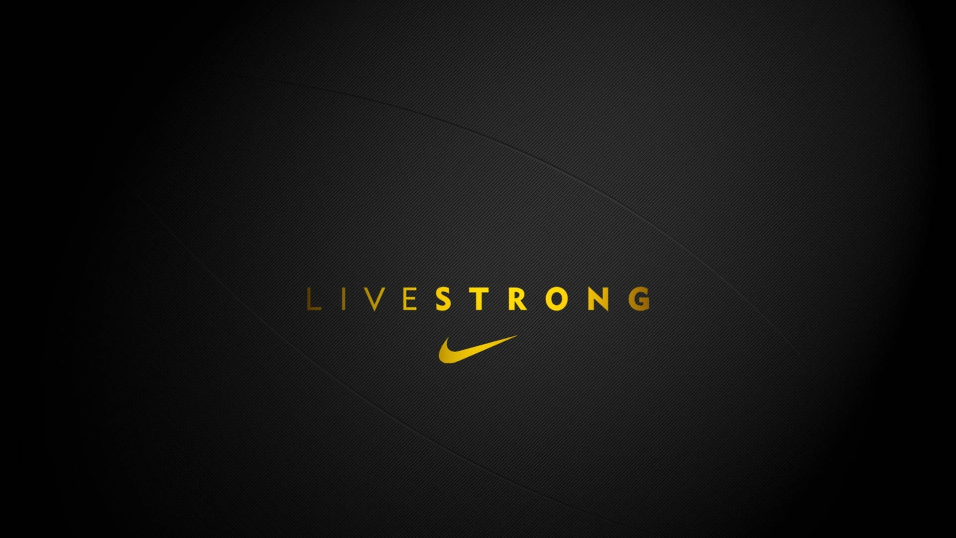 金色 Livestrong 標誌在深色紋理背景上