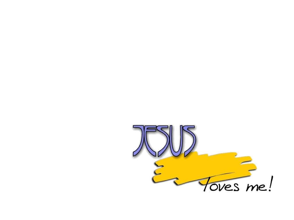 文字以紫色字母和黃色筆觸顯示「Jesus loves me」。
